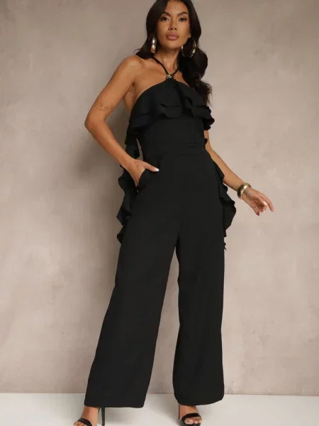 Asymetryczny Kombinezon Ozdobiony Metaliczną Aplikacją Tilfina czarny