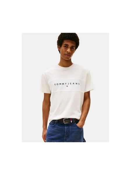 Tommy Jeans Tričko svetlobéžová / námornícka modrá červená