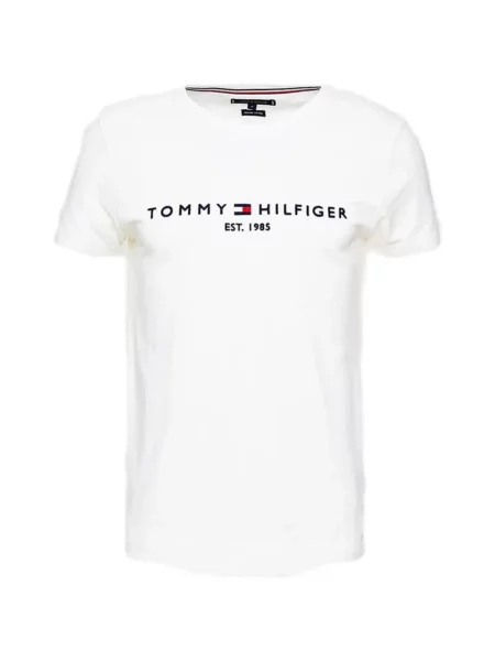 Tricou Tommy Hilfiger cu autograf alb