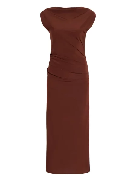 Rochie midi Proenza Schouler drapată până la genunchi de costum maro