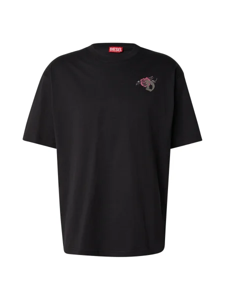 DIESEL Tričko tmavě šedá / magenta / starorůžová černá