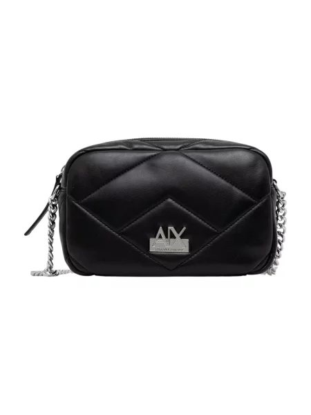 Body Armani Exchange skórzany pikowany czarny