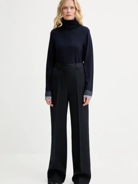 Bally spodnie wełniane granatowy szerokie high waist