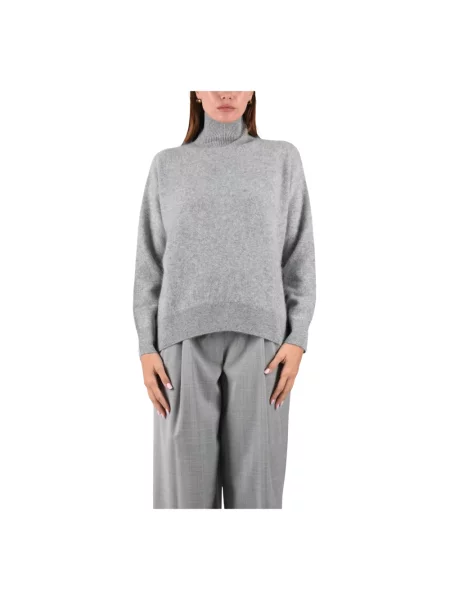 Sweter z golfem Max Mara wełniany szary