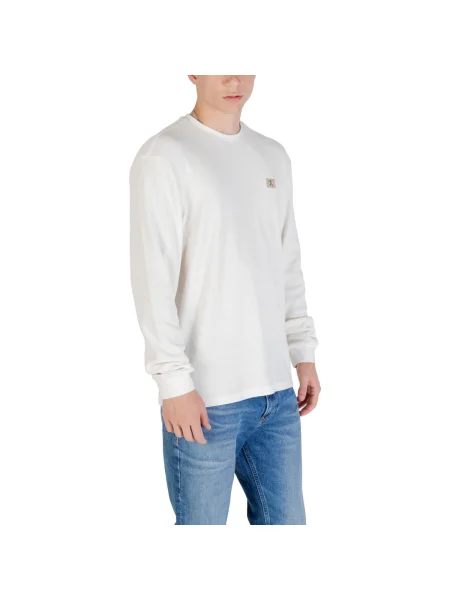 Tricou mânecă lungă Calvin Klein Jeans alb