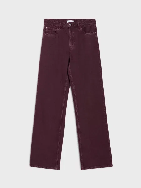 Джинси wide leg бордовий