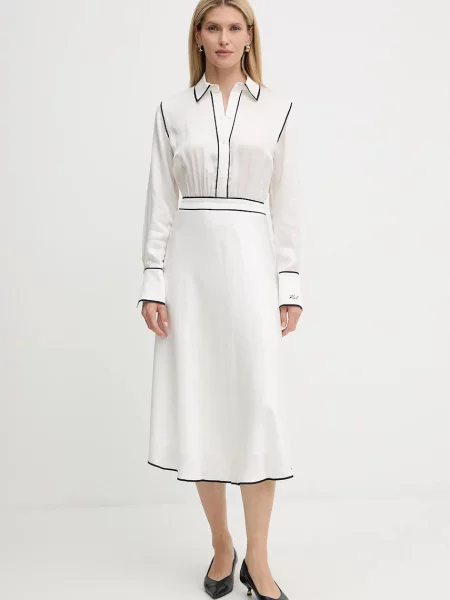 KARL LAGERFELD Rochie tip cămașă Écru alb