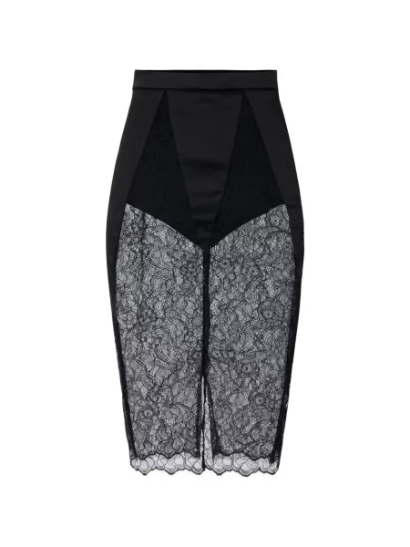 Fustă Elisabetta Franchi cu model floral din dantelă negru