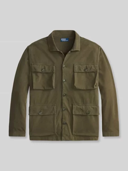 Kurtka koszulowa o kroju regular fit z czystej bawełny model SUEDED MOLESKIN' Polo Ralph Lauren oliwkowa