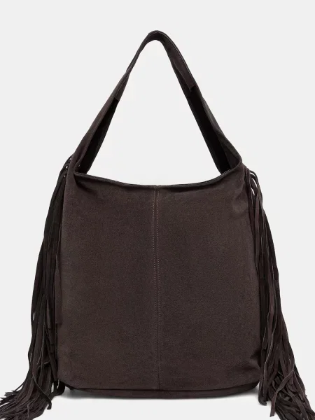 Answear.LAB geanta de mana din piele intoarsa maro