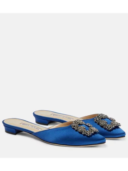 Satenaste mules Manolo Blahnik modra