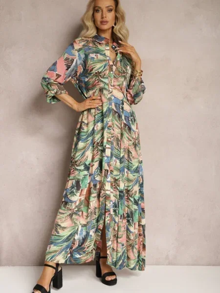 Niebiesko-Zielona Sukienka Basomela niebieska