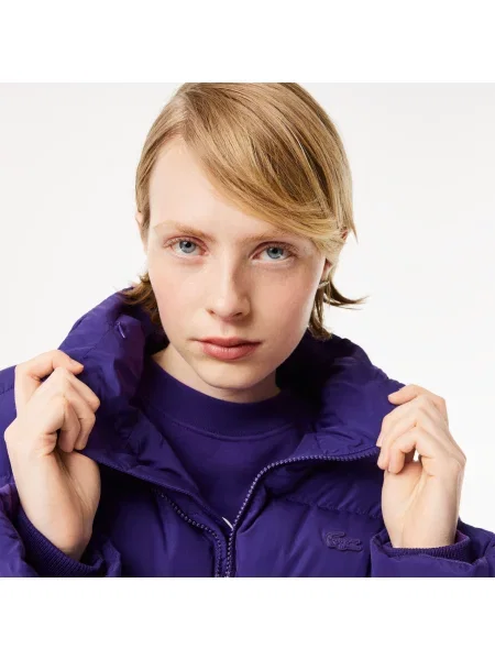 Lacoste Składana Kurtka Pikowana Z Tafty fioletowa