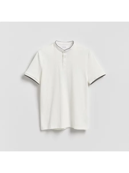 Reserved Polo tričko se stojáčkem krémová