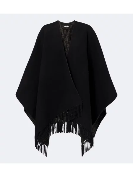 Reversibil poncho Fendi de lână maro
