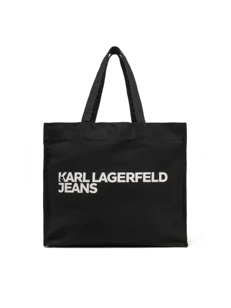 KARL LAGERFELD JEANS Pirkinių krepšys / balta juoda
