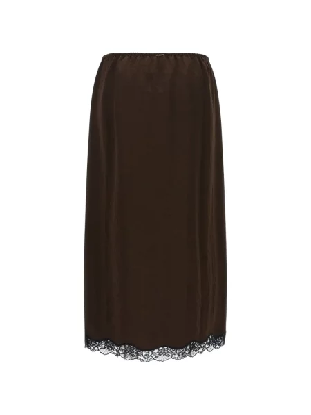Fustă midi Twinset din satin maro