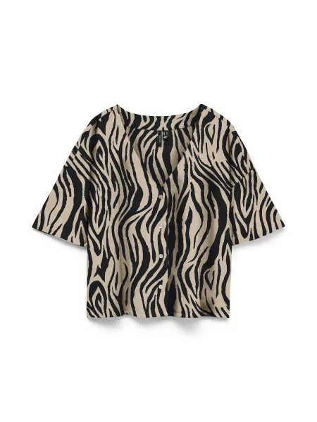 VERO MODA Bluză VMJESMILO gri taupe negru