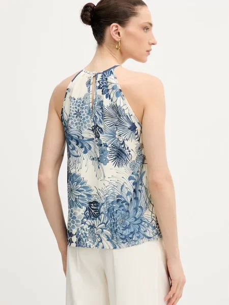 Guess bluzka z odkrytymi ramionami niebieska