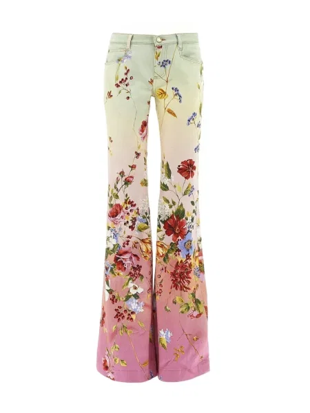 Pantaloni Roberto Cavalli cu model floral evazate roz