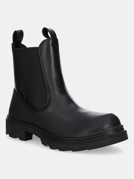 Kožne gležnjače Ecco Grainer Chelsea ravni potplat crna