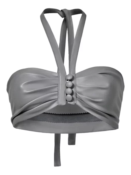 Bluzka Lika z dekoltem halter szara