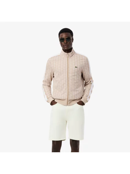 Lacoste Żakardowa Bluza Dresowa Paris Zapinana Na beżowy