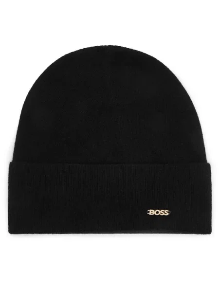 BOSS čiapka beanie dámska vlnená Laris_hat čierna