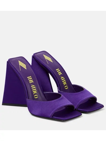 Papuci tip mules The Attico din satin violet