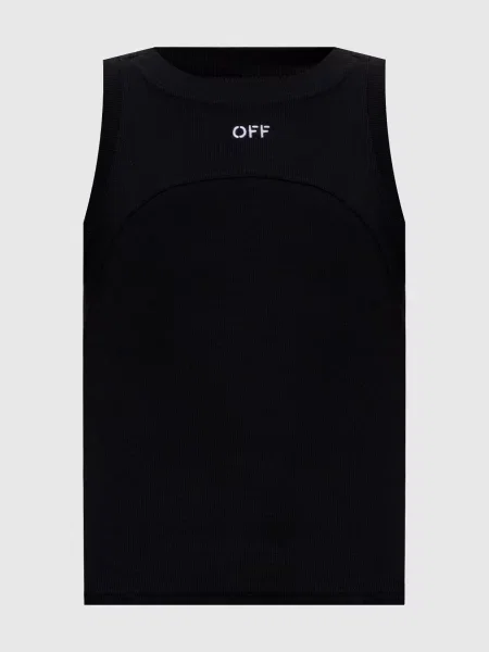 Топ в рубчик з вишивкою логотипа Off-white чорний