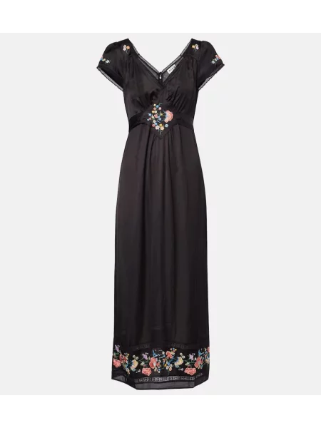 Rochie maxi Rixo din satin cu model floral de costum negru