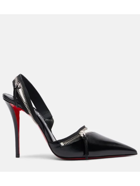 Kožené lodičky Christian Louboutin s otvorenou pätou čierna