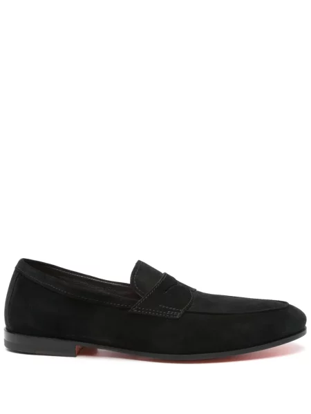 Pantofi loafer Santoni din piele de căprioară negru