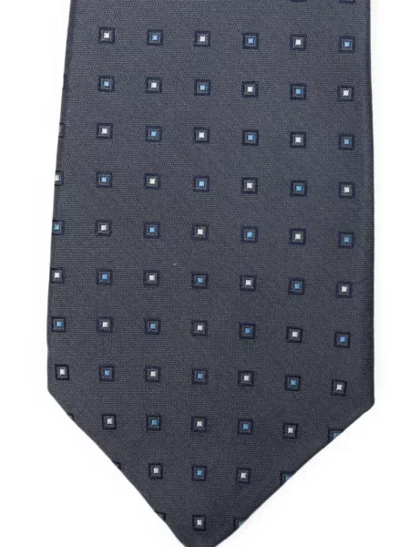 Cravată Kiton cu imprimeu geometric gri