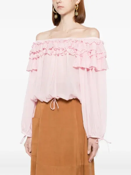 Bluză Cynthia Rowley cu volane roz