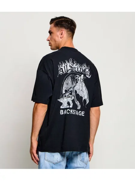 AllSaints Tricou Repeat | Oversize fit negru