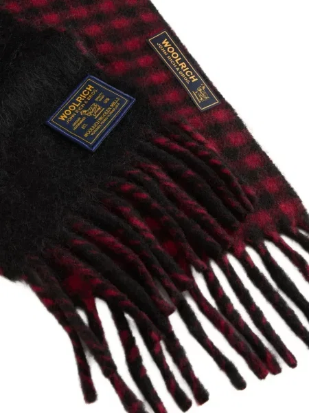Кариран шал Woolrich с ресни черно