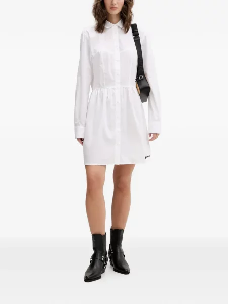Rochie din denim Karl Lagerfeld Jeans alb