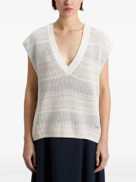 Vestă Woolrich fără mâneci cu decolteu în V alb
