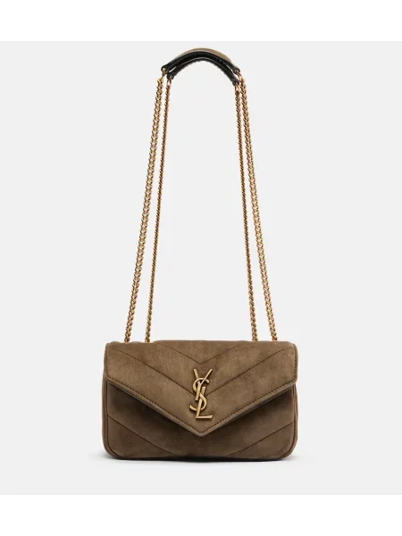 Geantă Saint Laurent din piele de căprioară gri
