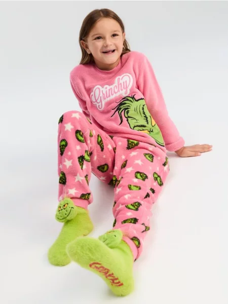 Sinsay Ponožky s 3D aplikací Grinch neonová
