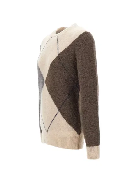 Pulover Kangra cu model argyle cu decolteu rotund