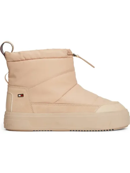 Tommy Hilfiger Hótaposó Flag Mini Snowboot bőr hozzáadásával bézs