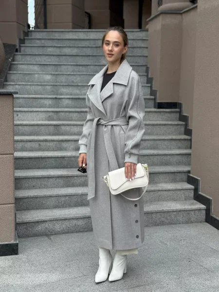 Пальто MilaNova вовна/віскоза сірий