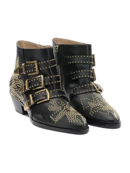 Buty do kostki Chloe Susanna skórzane o krotszym kroju czarne
