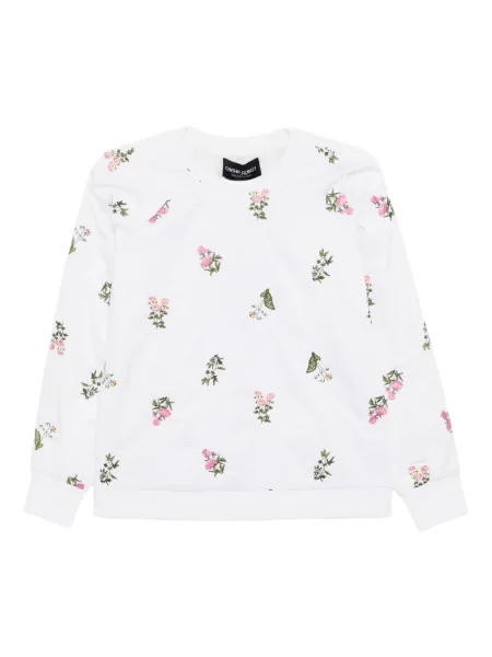 Pulover Cynthia Rowley cu broderie cu model floral alb