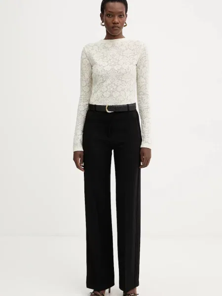 Блузка з додаванням вовни Pinko однотонна бежевий