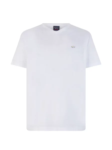 Tricou Paul & Shark cu decolteu în V cu autograf alb