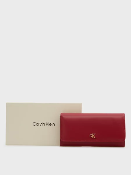 Шкіряний довгий гаманець Calvin Klein червоний