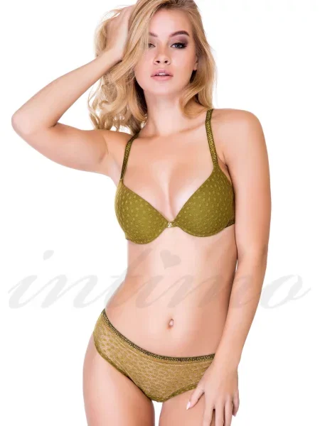 Комплект белья: бюстгальтер push-up и трусики бразилиана зелені